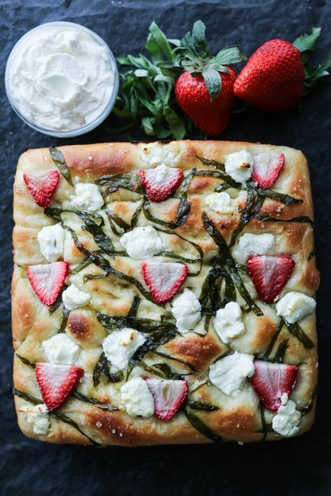 Floral Focaccia, Basil Goat Cheese, Cheese Focaccia, National Cheese Lovers Day, Foccacia Recipe, Strawberry Basil, Life In Order, Focaccia Recipe, Bread Art