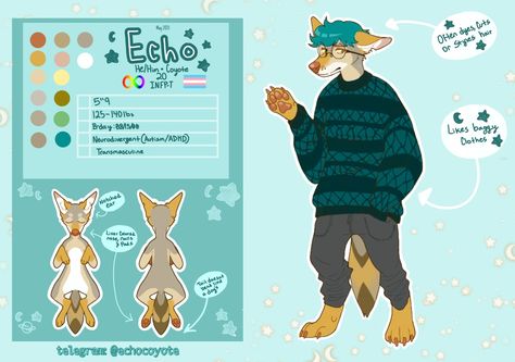 Coyote Fursona Art, Fursona Character Sheet, Coyote Fursona, Fursona Reference Sheet, Fursona Ref Sheet, Nickname Ideas, Fursona Ideas, Art Bases, Christ The Redeemer Statue