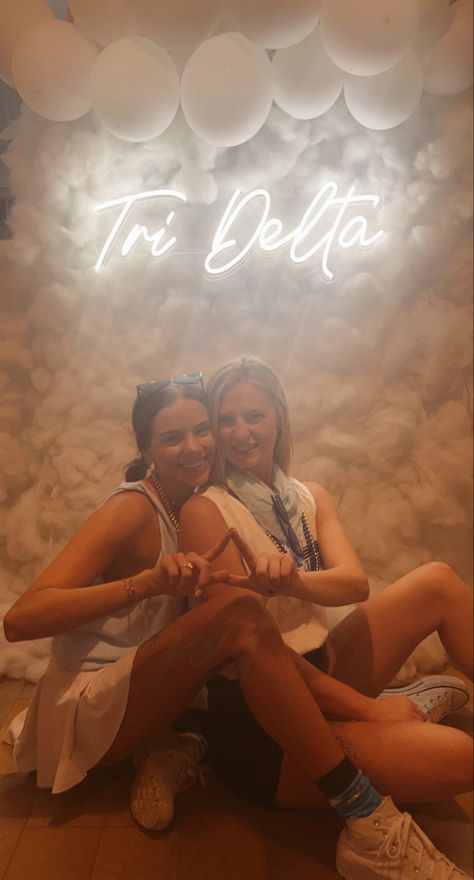 Tri Delta Airlines Bid Day, Cloud Nine Sorority Theme, Cloud Sorority Theme, Angel Sorority Theme, Angel Bid Day Theme, On Cloud 9 Bid Day, Cloud 9 Bid Day, Sorority Recruitment Themes, Cloud Room