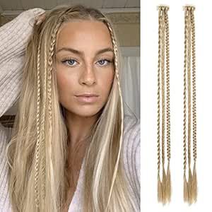 Braid Hair Extensions, 6 PCS Clip in Hair Extensions Baby Braids, 3 Braids on One Clip 6 Braids Total, 22" Long Natural Soft Synthetic Hairpieces for Women -Medium Blonde with Pale Highlights 6 Braids, 3 Braids, Braid Hair Extensions, Clip In Ponytail Extensions, Braid Clips, Hairpieces For Women, Clip In Ponytail, Braids With Extensions, Braid Hair