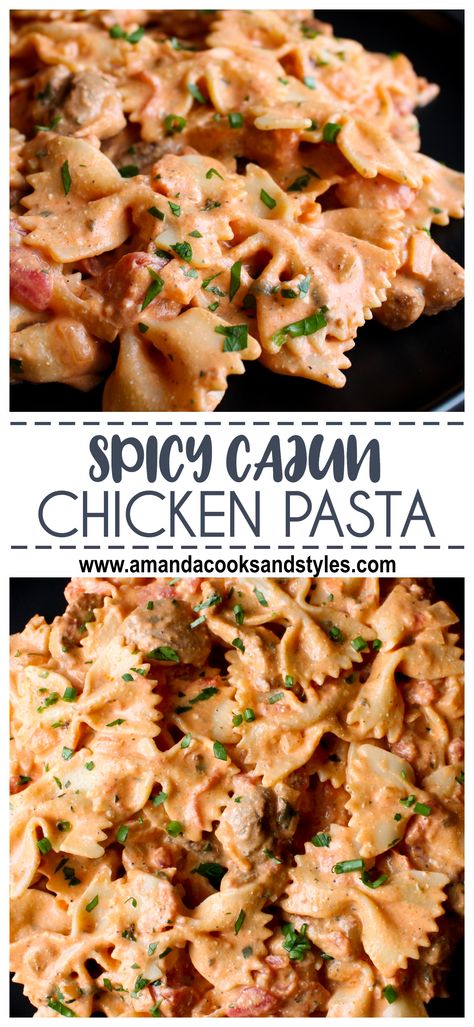 Spicy Cajun Chicken Pasta, Chicken Cajun Pasta, Spicy Cajun Chicken, Farfalle Pasta Recipes, Farfalle Recipes, Spicy Pasta Recipes, Spicy Chicken Pasta, Creamy Cajun Pasta, Rotel Recipes