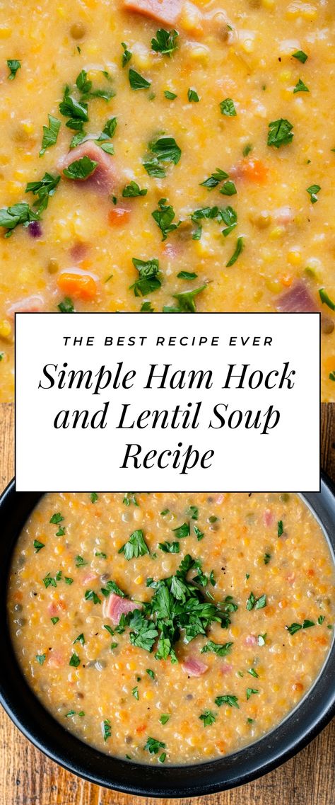 Image for Simple Ham Hock and Lentil Soup Recipe Ham And Red Lentil Soup, Ham Hock Recipes Soup, Ham And Lentil Soup Recipes, Ham And Lentil Soup Crockpot, Ham Hock Soup Recipes, Lentil Soup With Ham Bone, Ham Lentil Soup, Lentil Soup Crockpot, Ham Hock Soup