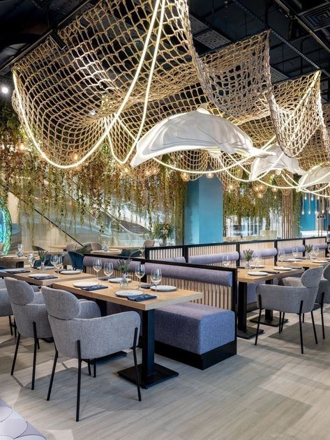 Ocean Restaurant, Boat Restaurant, Restaurant Design Inspiration, Modern Restaurant Design, Modern Restaurant, Restaurant Interior Design, Seafood Restaurant, Restaurant Interior, Cafe Interior