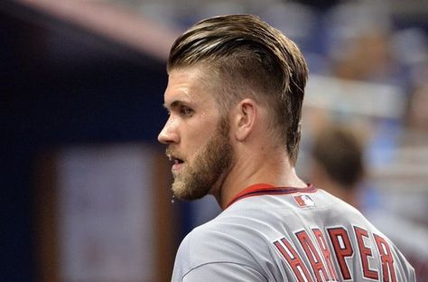 bryce-harper-hairstyles-7 Bryce Harper Haircut, Bryce Harper Hair, Kid Boy Haircuts, Baseball Haircuts, Undercut With Beard, Kids Hairstyles Boys, Josh Donaldson, Haircut Images, Monochrome Makeup Look