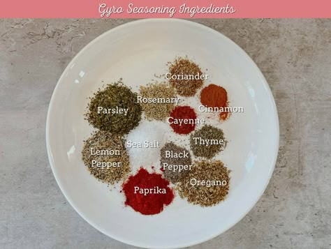 Gyros Seasoning Recipe, Gyro Meat Seasoning, Lamb Gyro Recipe Meat, Gyro Seasoning Recipe, Authentic Gyro Meat Recipe, Gf Meal Prep, Lamb Gyro Recipe, Best Cucumber Salad, Gyro Seasoning