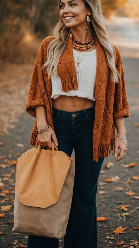 Discover a trendy Boho Fall Outfit with a hint of Hippie Western Casual and Midsize vibes for 2024 infused with a Witchy Size Cute 2023 Edgy flair Channel your inner Bohemian spirit in this Women's Inspirational outfit idea featuring Dark Hip Hippie Bohemian style Boho Hippie Outfits, Boho Fall Outfits, Edgy Boho, Boho Winter Outfits, Hippie Hat, Dark Boho, Boho Queen, Western Casual, Stylish Fall Outfits