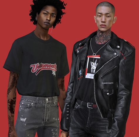 Sims 4 Cc Clothes Male Leather Jacket, Sims Guy Clothes, Sims 4 Alternative Cc Male, Guy Sims, Sims 4 Men Clothing, Sims 4 Male Clothes, Play Sims 4, Sims 4 Male, Sims 4 Body Mods