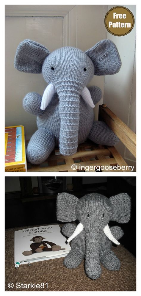 Amigurumi Elephant Free Knitting Pattern #startknittingfreepattern  #freeknittingpattern  #amigurumipattern Knitted Toys Free Patterns, Handmade Elephant, Animal Knitting Patterns, Elephant Toy, Knitting Patterns Toys, Baby Knitting Patterns Free, Amigurumi Elephant, Knitted Animals, Elephant Pattern