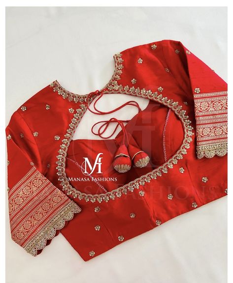 Magam Work Blouses Latest Bridal Red Blouse, Handwork Embroidery Design For Blouse, Gold Blouse Embroidery Designs, Simple Red Blouse Designs, Cut Work Maggam Blouse Designs, Banaras Blouse Designs, Banaras Blouse Designs Latest, Maggam Work Blouse Designs Simple, Magam Work