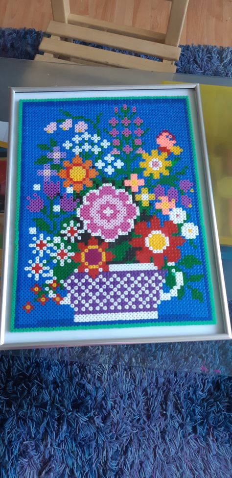 Perler Bead Home Decor, Perler Bead Frame, Perler Bead Decor, Cherry Blooms, Beads Design, Hama Beads Design, Bead Frame, Bead Projects, Perler Bead Art