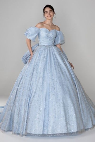 Light Blue Ball Gown, Aesthetic Attire, Sky Blue Wedding, Fairy Gown, Beautiful Ball Gowns, Chapel Train Wedding Dress, Fancy Clothes, Blue Ball Gowns, Bridesmaid Dresses Formal