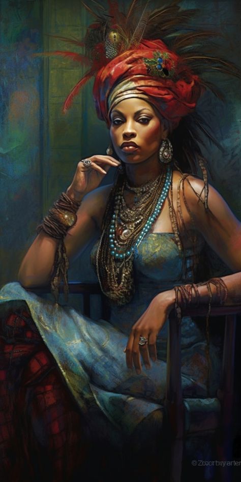 Npc, Marie Laveau (Voodoo Queen Of New Orleans) | Fantasy I Sci-Fi I Books I Films I World Building Madam Brigitte Voodoo, New Orleans Character Design, Voodoo Aesthetic New Orleans, Marie Laveau Tattoo, Marie Laveau Costume, Voodoo Aesthetic, 1920 Aesthetic, African Queen Art, Voodoo Woman