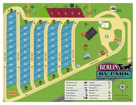 Park Map | Berlin RV Park Mobile Home Park Layout, Rv Park Ideas, Rv Park Design Plans, Park Layout, Campground Ideas, Berlin Ohio, Rv Design, Birch Grove, Rv Holiday