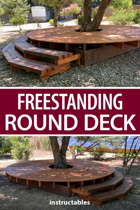 Deck Around A Tree, Deck Around Trees, Freestanding Deck, Planning Garden, Tree Deck, Planters Garden, Tree Plan, Floating Deck, Wooden Walkways