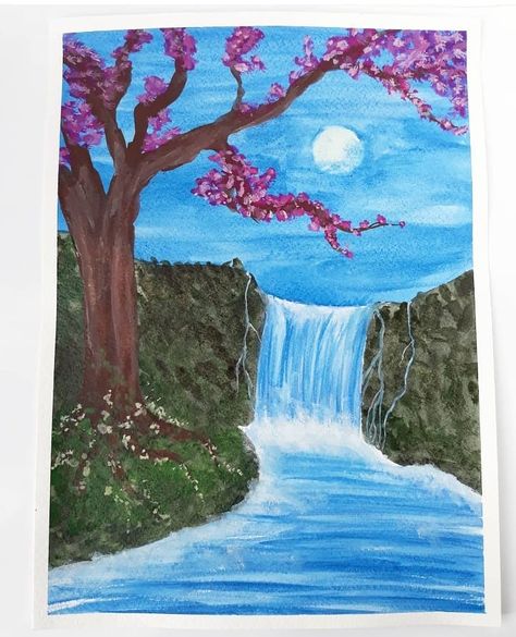 My favorite waterfall. For #artmarch2018  @anjal.sidhu.art  @dishachauhanart @studioartsymessy  @world_of_water_colours_… Coloured Landscape Drawings, Sidhu Art, Water Falls Drawing, Waterfall Scenery Drawing, Waterfall Sketch, Scenery Drawing Pencil, Waterfall Drawing, Landscape Drawing Easy, Waterfall Scenery