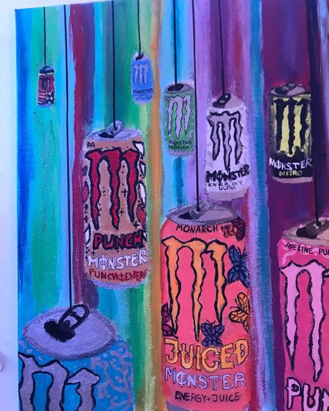 Drink Painting, Coffee Energy, Monster Energy Drink, Painting Inspo, Monster Can, Monster Energy, Energy Drink Can, Abstract Print, Beverage Can