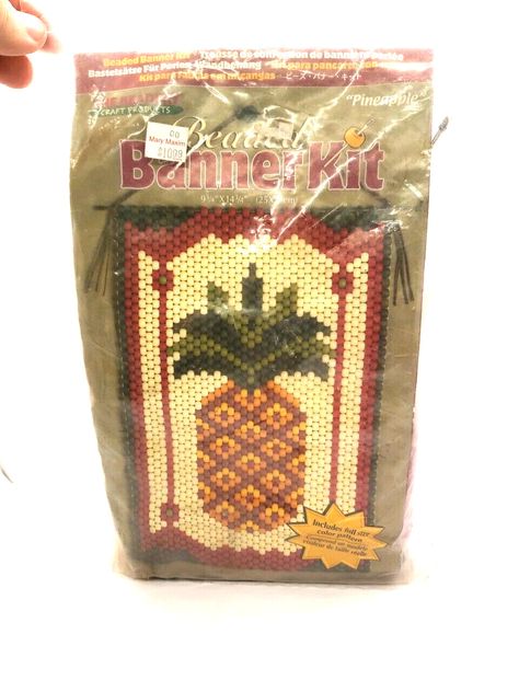 The Beadery Beaded Banner Kit PINEAPPLE Craft #5406 Tropical Made in USA VTG__S7 New Vintage item S7 Pineapple Craft, Pineapple Crafts, Beaded Banners, Jewelry Kits, Bead Kits, Bead Crafts, Garden Flags, Jewelry Making Beads, New Vintage