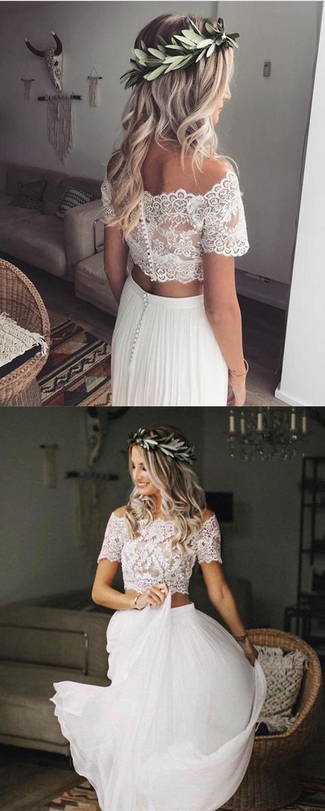 2 Piece Wedding Dress, Dresses Two Piece, Wedding Dresses Boho, Prom Dresses Boho, Two Piece Wedding Dress, Wedding Dress Chiffon, Dresses Boho, Prom Dresses Two Piece, Piece Prom Dress