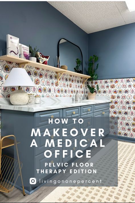 Physical Therapist Office Design, Ikea Medical Office, Np Office Decor, Medical Office Paint Colors, Beautiful Waiting Rooms, Home Physical Therapy Room, Cozy Doctors Office, Pt Clinic Design Ideas, Physical Therapy Office Decor