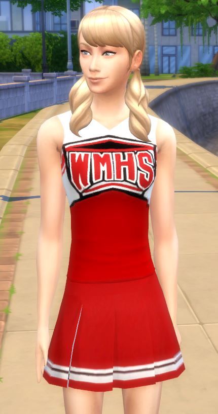 Mod The Sims - Glee's Cheerios Cheerleading Uniform Glee Cheerios, Girls Fancy Dress, Cheerleading Uniforms, Sims 4 Gameplay, Sims 4 Update, Cheerleading Outfits, Pleated Tops, Sims 4 Cas, Halloween Costumes For Girls