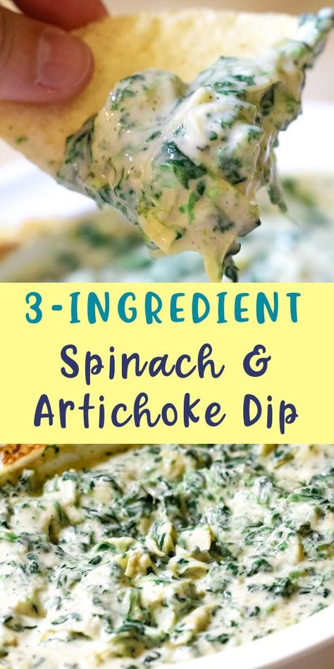 The Best Spinach Artichoke Dip, Fingerfood Recipes, Spinach Artichoke Dip Easy, Spinach Artichoke Dip Recipe, Crockpot Appetizers, Spinach And Artichoke Dip, Crock Pot Dips, Artichoke Dip Recipe, 3 Ingredient Recipes