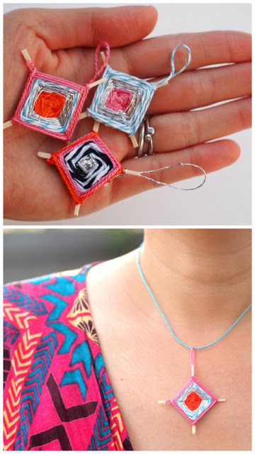 Make Tiny God's Eye Woven Pendants - Such a cute craft for older kids! Craft For Older Kids, God's Eye Craft, American Heritage Girls, God's Eye, Cute Craft, Gods Eye, Kid Art, Art And Crafts, Craft Club