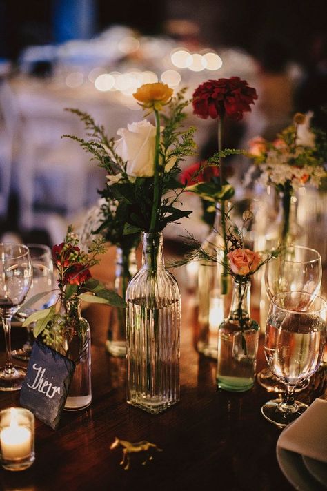 Glass Vase Wedding Centerpieces Simple, Mixed Matched Wedding Centerpieces, Glass Vases Table Decor, Mix Match Vase Centerpieces, Eclectic Bud Vases Wedding, Mix Match Candles Wedding, Mix And Match Vases Centerpiece, Mismatch Vases Centerpieces, Mix And Match Candles Wedding