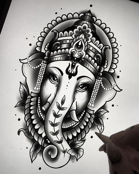 Buda Tattoo, Arte Ganesha, Balinese Tattoo, Watch Tattoo Design, Ganesh Tattoo, Hindu Tattoo, Buddha Tattoo Design, African Tattoo, Buddha Tattoos