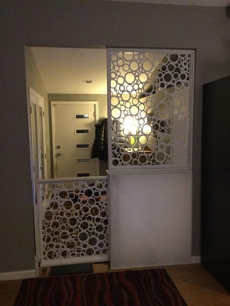 Dog Divider, Room Separation, Diy Gate, Diy Room Divider, Laser Cut Panels, Pet Door, Sliding Gate, Pocket Door, Ideas Casa