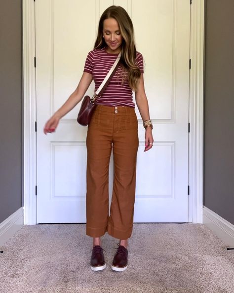 What Colors to Wear With Rust - Merrick's Art Rust Jacket Outfit Burnt Orange, Rust Combination Outfit, What To Wear With Burnt Orange Pants, Burnt Orange And Olive Green Outfit, Dark Orange Pants Outfit, Rust Corduroy Pants Outfit, Rust Pants Outfit, Orange Pants Outfit, Rust Pants