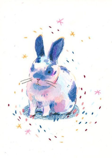 Leigh Ellexson, Bunny Illustration, Color Pencil Illustration, Crayon Drawings, Rabbit Illustration, Posca Art, Crayon Art, Small Drawings, Rabbit Art