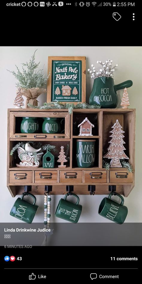 North Pole Bakery, Hobby Lobby Shelves, Hobby Lobby Shelf, Rae Dunn Display, Gingerbread House Ideas, The Best Dessert, Gingerbread Christmas Decor, Christmas Hot Chocolate, Christmas Decor Inspiration