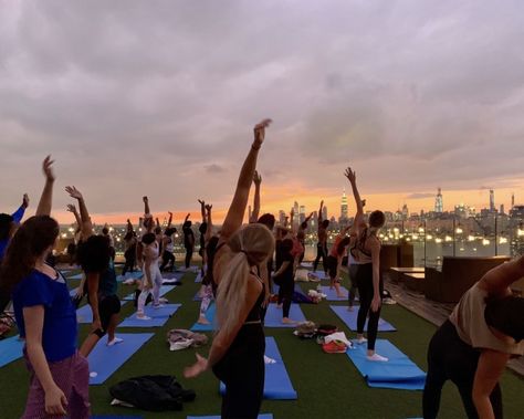 Rooftop yoga Rooftop Yoga, Yoga Inspo, Living Roofs, Roof Terrace, Terrace, Basketball Court, Roof, Yoga, Travel