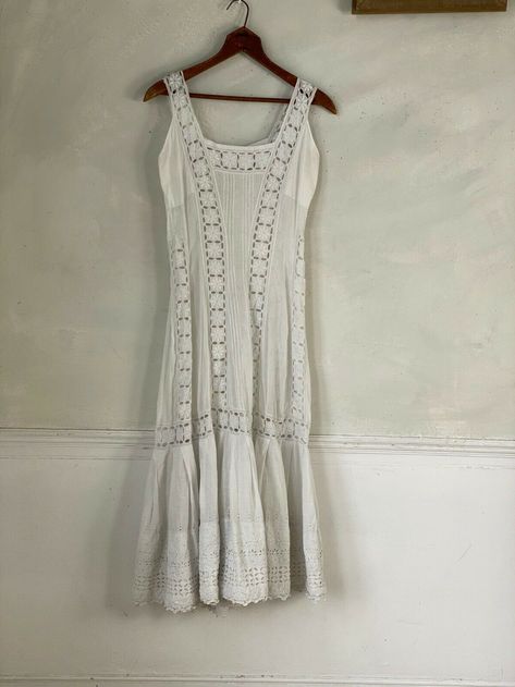 Vintage French woman's Dress 1920s Lace Women's Dress Eyelet Lace dress | eBay Eyelet Lace Dress, 1920s Dress, Lace Slip Dress, French Women, Lace Slip, The 1920s, Eyelet Dress, Eyelet Lace, Sweet Dress