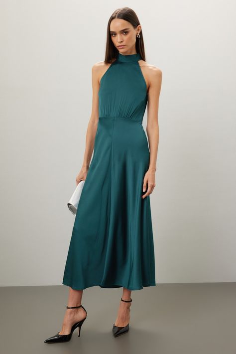 Samsoe Rheo Dress Samsoe Samsoe Dress, Satin Halter Dress, Blue Satin Dress, Rent The Runway, Trend Report, Samsoe Samsoe, Closet Designs, Blue Satin, Dress With Boots