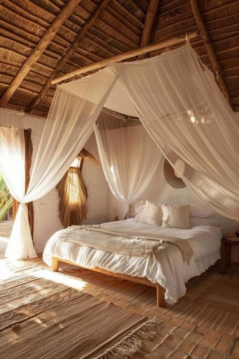 Bedroom Ideas Beach, Loft Luxury, Beach Style Bedroom, Rustic Bed Frame, Beachy Room Decor, Modern Boho Bedroom, Boho Bedroom Design, Whitewashed Wood, Beachy Room