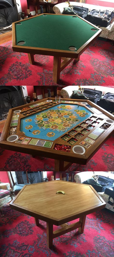 Gaming Table Diy, Catan Game, Dnd Table, Catan Board Game, Board Game Room, Catan Board, Board Game Storage, Board Game Table, Board Game Design