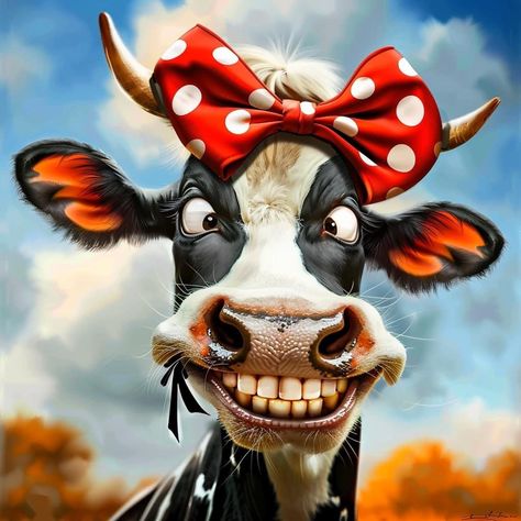 Cute Donkey Drawing Art, Cows Funny Cartoon, Farm Animal Paintings, Cow Drawing, Animal Caricature, Whimsical Art Paintings, Cow Pictures, Animal Portraits Art, Cow Painting