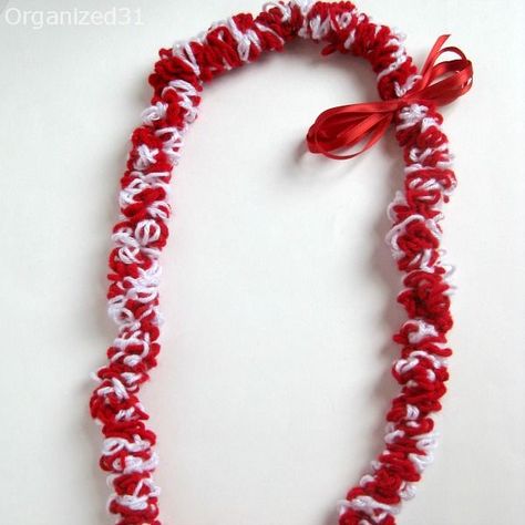 Organized 31 - Crocheted Graduation Lei #graduation #Hawaiian #crochet Graduation Money Lei, Candy Lei, Holiday Crochet Patterns, Ribbon Lei, Graduation Candy, Graduation Money, Money Flowers, Graduation Party Themes, Graduation Leis