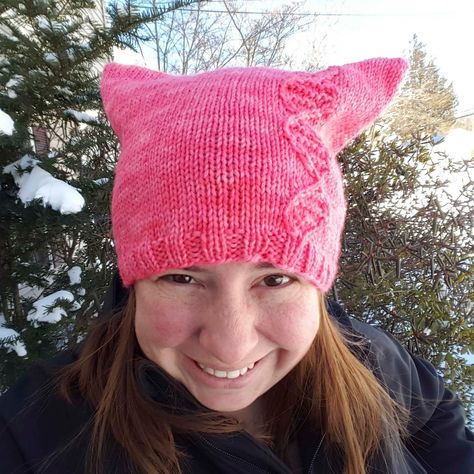 Pink Cat Hat, Knit Headband Pattern, Double Helix, Mittens Pattern, Hat Collection, Knitted Wit, Cat Hat, Hat Knitting Patterns, April 22