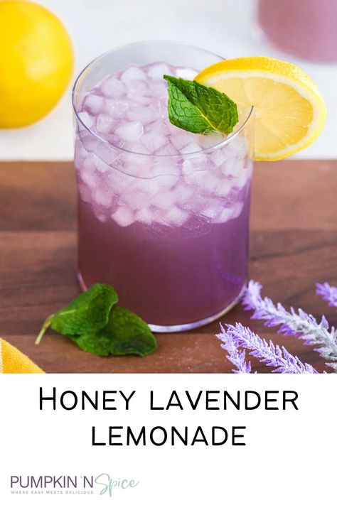 Honey Lavender Lemonade, Lavender Drinks, Vanilla Lemonade, Lavender Lemonade Recipe, Frozen Strawberry Lemonade, Honey Lemonade, Purple Food Coloring, Honey Lavender, Native Foods