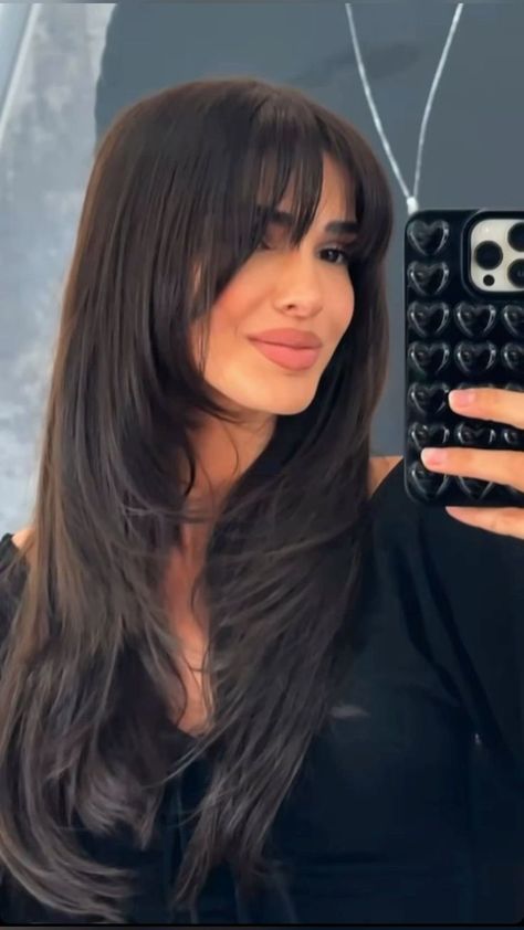 Curtain Bangs With Front Bangs, Haircuts Before And After, 2024 Haircuts For Women Long Hair, Haircut For Long Hair Bangs, Bangs With Layers Face Framing, Different Bangs, Haircuts For Long Hair With Bangs, Long Haircuts With Bangs, Rambut Brunette