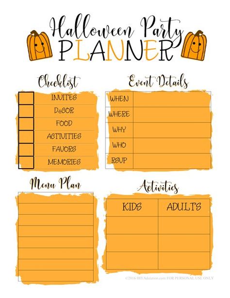 Make sure you've checked off all of your party must-haves with this free printable Halloween Party Planner! Free Printable Halloween, Halloween Party Printables, Food Activities, Planner Tips, Printable Halloween, Resource Library, Menu Planning, Diy Party Decorations, Halloween Printables