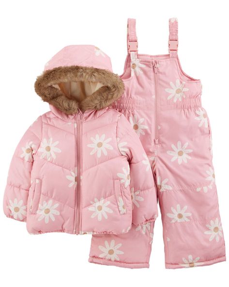 She's ski trip ready in the 2-piece snowsuit, complete with a zip-up fully lined jacket with a faux fur trim hood to go under a matching snow bib to keep her extra warm and dry! Baby Snowsuit, Mix Match Outfits, Carter Kids, Baby Diaper Bags, Kids Coats, Girls Outfits, Toddler Boy Outfits, Ski Trip