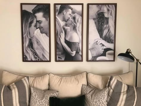 Bedroom Couple Picture Wall Ideas, Married Couple House Decor, Wedding Picture Above Bed, Romantic Picture For Bedroom Couples, Real Bedroom Pictures, Bedroom Photo Wall Ideas Couple, Bedroom Wall Decor Above Bed For Couples, Couple Pictures On Wall, Husband And Wife Room Ideas Master Bedrooms