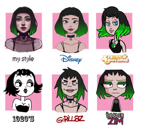 Art Style Challenge Different Artstyle Challenge, Style Challenge Drawing, Different Character Styles, Different Type Of Art Style, 10 Art Style Challenge, How To Change Your Art Style, Gorillaz Drawing Style, Gorillaz Art Style Character Design, Art Styles To Try List