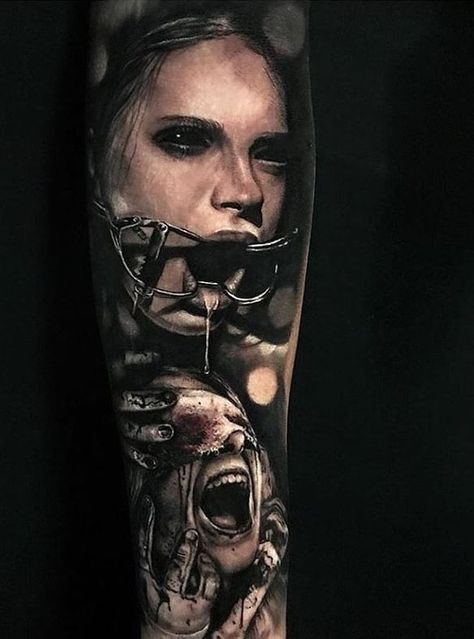 Chaos Tattoo, Gotik Tattoo, Full Leg Tattoos, Surreal Tattoo, Realistic Tattoo Sleeve, Evil Tattoos, Movie Tattoos, Wicked Tattoos, Clever Tattoos