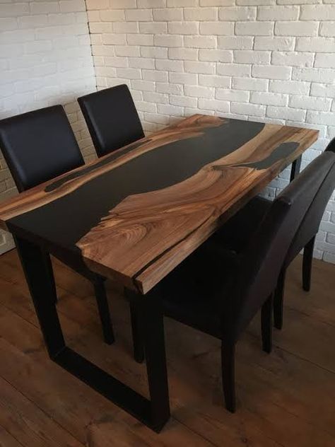 Epoxy Resin Flooring, Wood Resin Table, Wood Table Design, Epoxy Resin Table, Resin Furniture, Design Del Prodotto, Household Furniture, Resin Table, Wooden Table