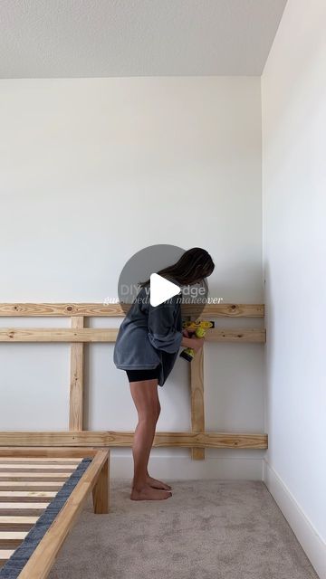 17K views · 1K likes | alaina kathleen ford | DIY & home decor on Instagram: "remember when?! 🤩 this DIY wall ledge changed the whole look of our guest bedroom and we’re one step closer to achieving that Mediterranean bedroom dream! ✨ . . . . #diy #diyprojects #bedroom #bedroommakeover #hometakestime #makehomematter #hunkerhome #doingneutralright #interiormilk #minimalarchive  #softminimalism #inspiremeneutral #designsponge #makemyhome #mybeautifulsimplicity #apartmenttherapy #minimalhouse #decorinspo #interior123 #dream_interiors #myinspiredhouse #homebeautiful #bhghome #mydomaine #theeverygirlathome #houseandhome #mylovelyneutrals #mediterraneanhome" Headboard Shelf Diy, Bedroom Ledge Wall, Ledge Wall Behind Bed, Diy Modern Headboard Ideas, Ledge Wall Bedroom, Wall Headboard Ideas Diy Master Bedrooms, 2 Single Bed Bedroom Ideas, Wall Headboard Ideas Diy, Long Narrow Bedroom Layout