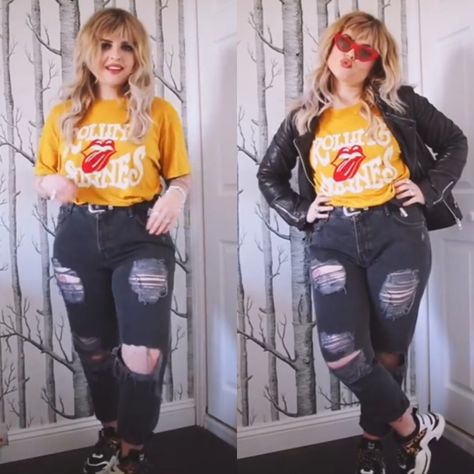 Rock Style Outfits Plus Size, Plus Size Fair Outfit Ideas, Edgy Summer Outfits Plus Size, Plus Size 80s Outfits, Rock Concert Outfit Ideas Plus Size, Plus Size Rocker Chic Outfits, Plus Size Rocker Chic, 90s Fashion Outfits Plus Size, Plus Size Rocker